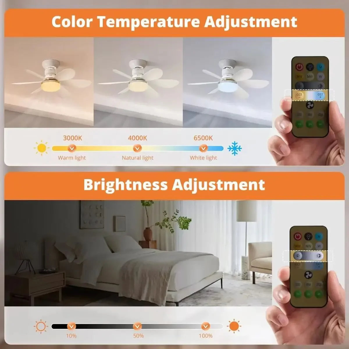 "LED Ceiling Fan – 3-Speed & Dimmable"