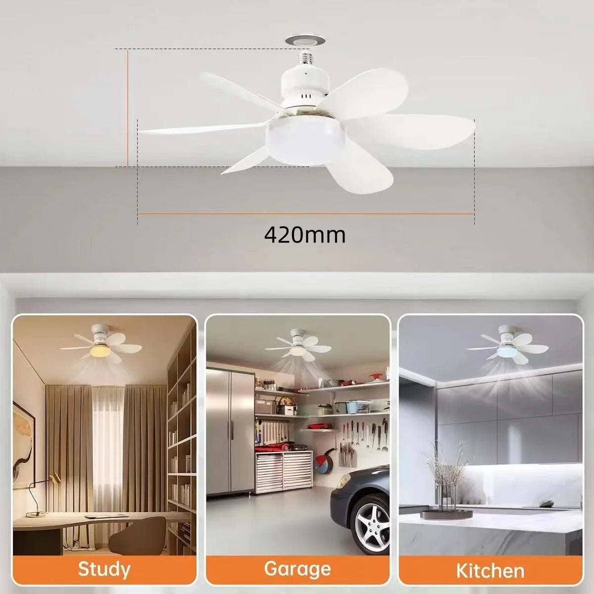 "LED Ceiling Fan – 3-Speed & Dimmable"